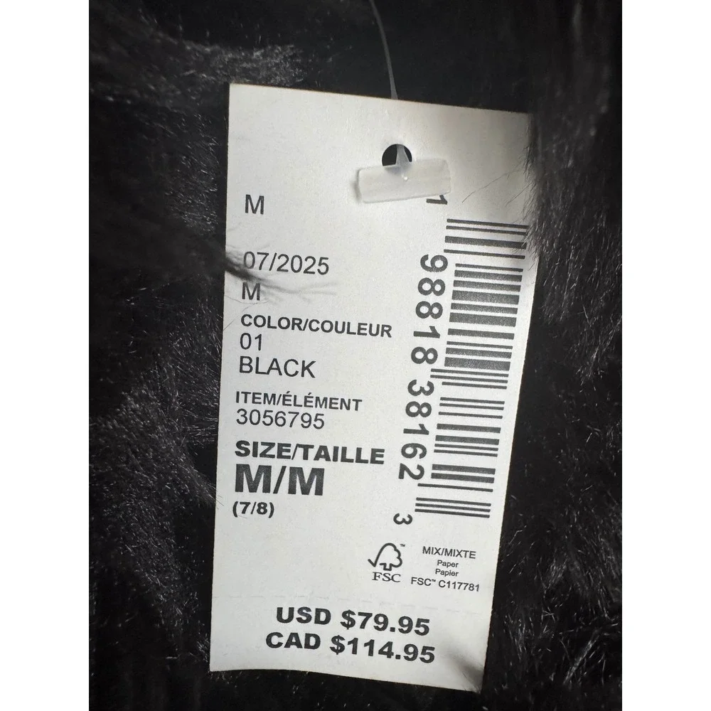 The Childrens Place Girls Faux Fur Coat Black Jacket Size M 7/8 NEW NWT